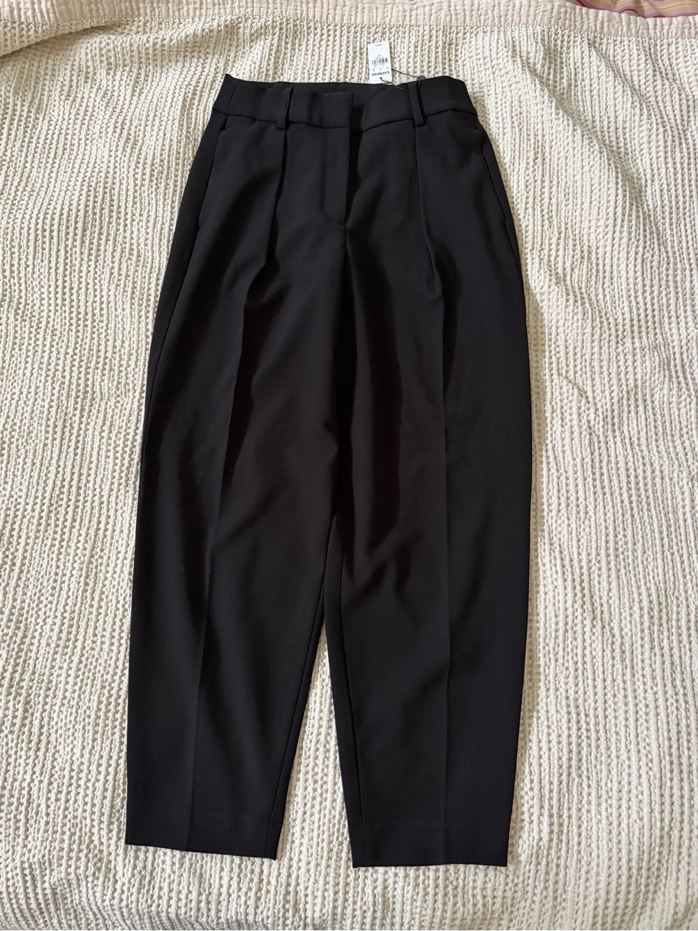 Express Black Wide Leg Pleated Trousers